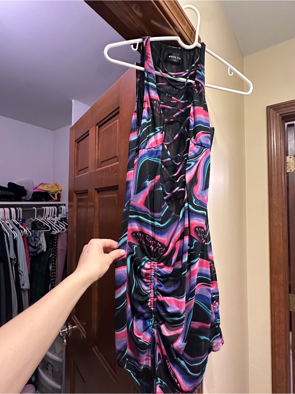 Black Multicolor Lace-Up Bodycon Dress